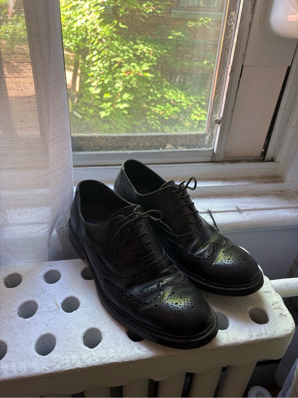 Giorgio Armani Black Leather Wingtip Derby Shoes